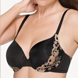 Wacoal Opulence Contour Bra Black Gold Lace - 32D
